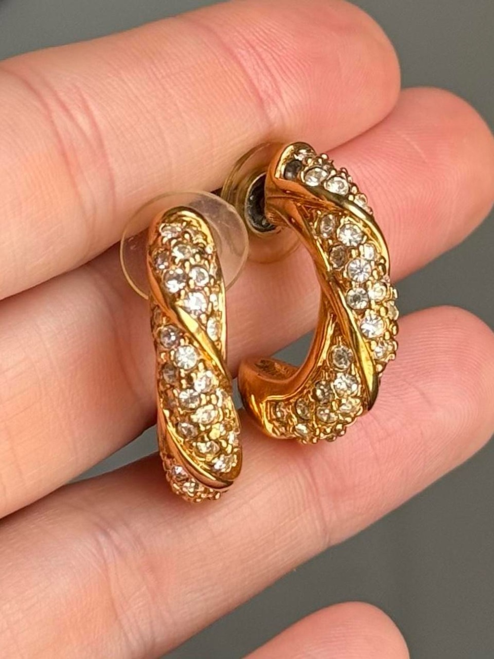 Vintage Swarovski Half Hoop Earrings